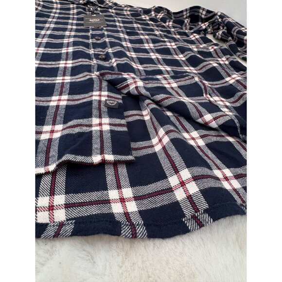 New Report Collection Men's Size S Navy & White Plaid Button-Up Flannel Shirt - Picture 5 of 12